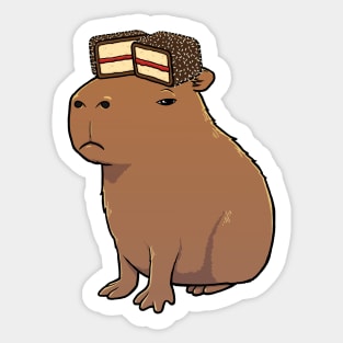 Capybara with a Lamington on its head Sticker